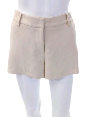 Amanda Uprichard Womens Hook and Eye Striped Colorblock Shorts Beige Size L